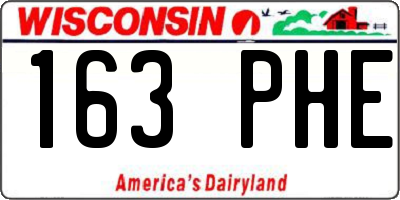 WI license plate 163PHE