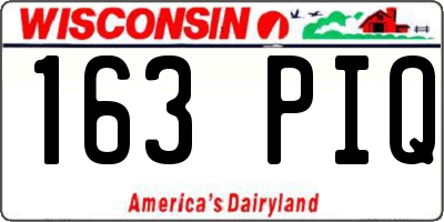WI license plate 163PIQ