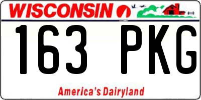 WI license plate 163PKG