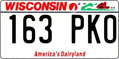 WI license plate 163PKO