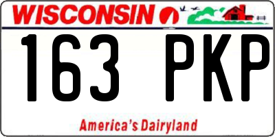 WI license plate 163PKP