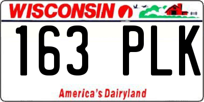 WI license plate 163PLK