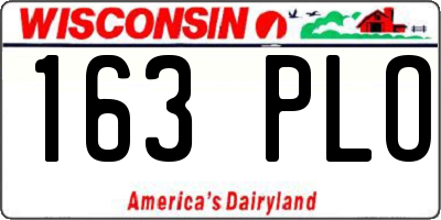 WI license plate 163PLO