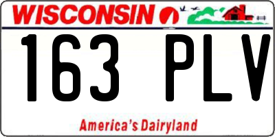 WI license plate 163PLV