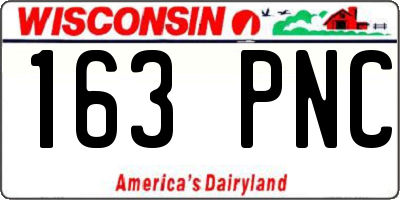 WI license plate 163PNC
