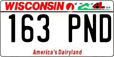 WI license plate 163PND