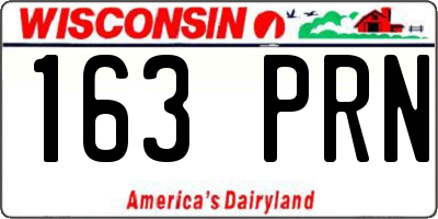 WI license plate 163PRN
