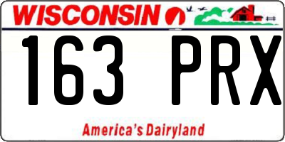 WI license plate 163PRX