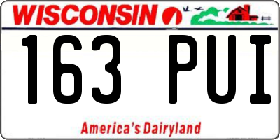 WI license plate 163PUI