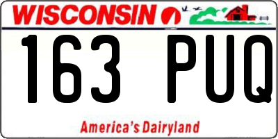 WI license plate 163PUQ