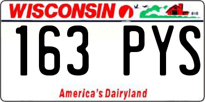 WI license plate 163PYS