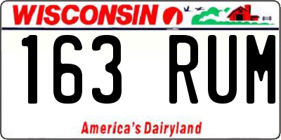 WI license plate 163RUM