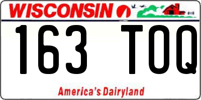 WI license plate 163TOQ