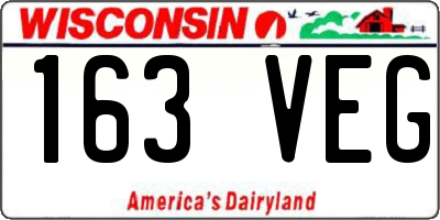 WI license plate 163VEG