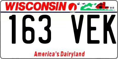 WI license plate 163VEK