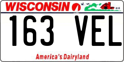 WI license plate 163VEL