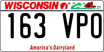 WI license plate 163VPO