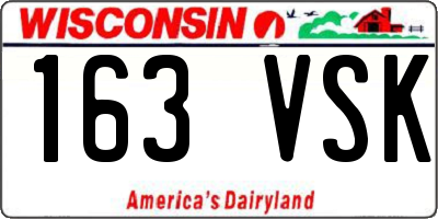 WI license plate 163VSK