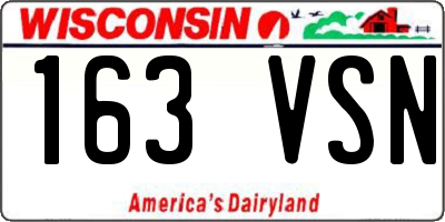 WI license plate 163VSN