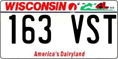 WI license plate 163VST
