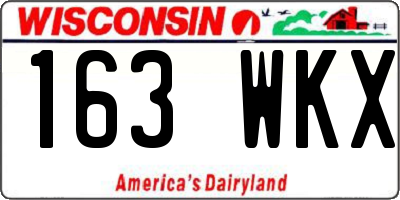 WI license plate 163WKX