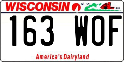 WI license plate 163WOF