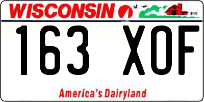 WI license plate 163XOF