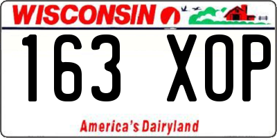 WI license plate 163XOP