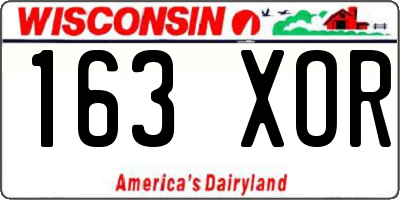 WI license plate 163XOR