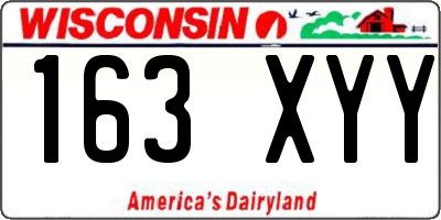 WI license plate 163XYY