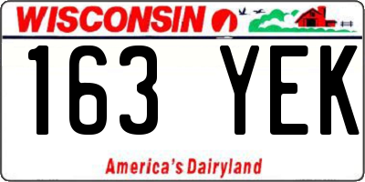 WI license plate 163YEK