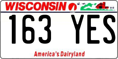 WI license plate 163YES
