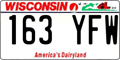 WI license plate 163YFW