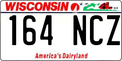 WI license plate 164NCZ