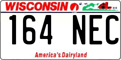 WI license plate 164NEC