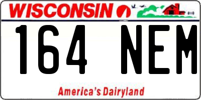WI license plate 164NEM