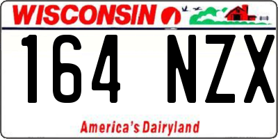 WI license plate 164NZX