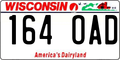WI license plate 164OAD
