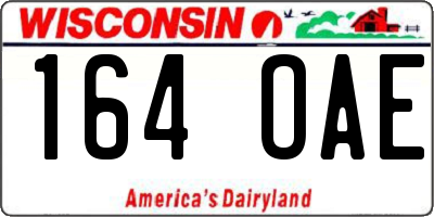 WI license plate 164OAE