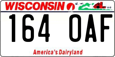 WI license plate 164OAF