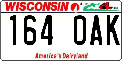 WI license plate 164OAK