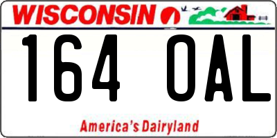 WI license plate 164OAL