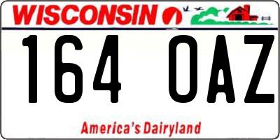 WI license plate 164OAZ