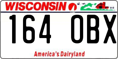 WI license plate 164OBX