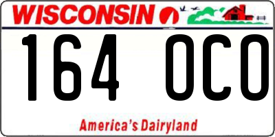 WI license plate 164OCO