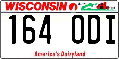WI license plate 164ODI