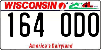 WI license plate 164ODO