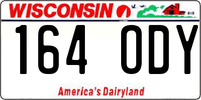 WI license plate 164ODY