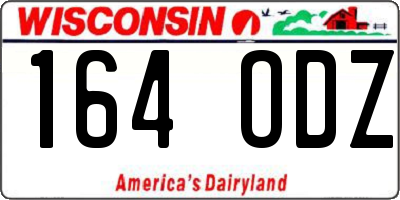 WI license plate 164ODZ