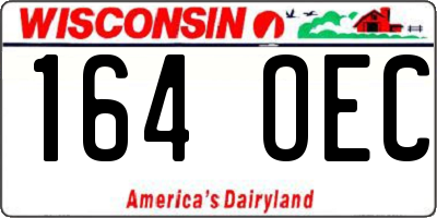 WI license plate 164OEC